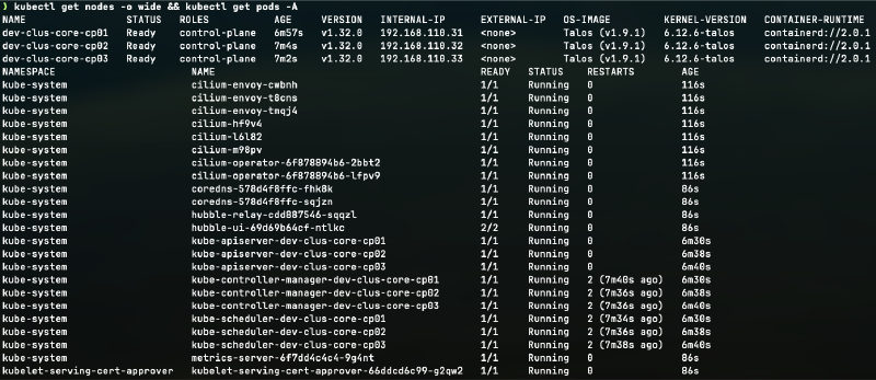 Reviewing Kubernetes node and pod statuses