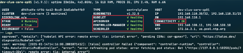 Reviewing Talos Linux&rsquo;s dashboard