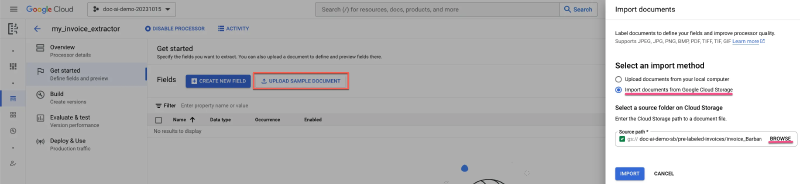 Uploading a sample document