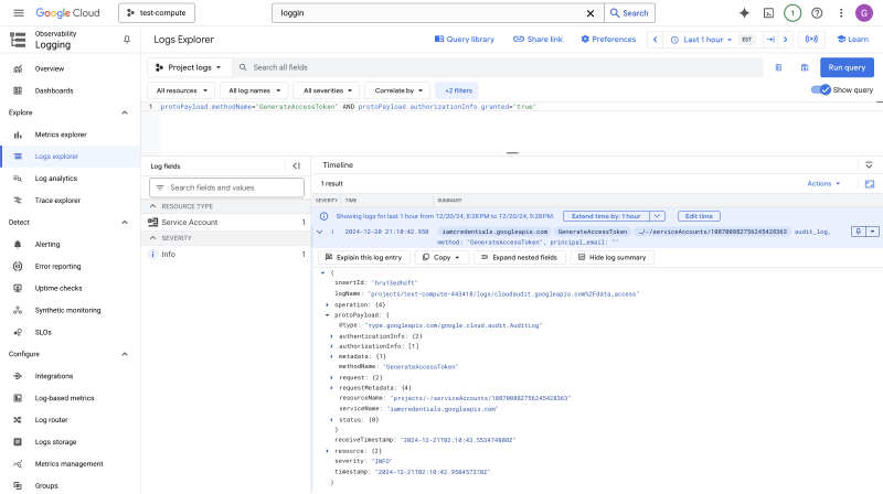 Authentication logs in Google Cloud Logging