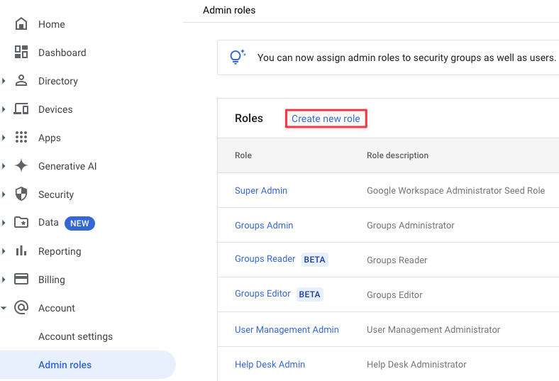 Creating an admin role