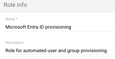 Google Admin role name and description