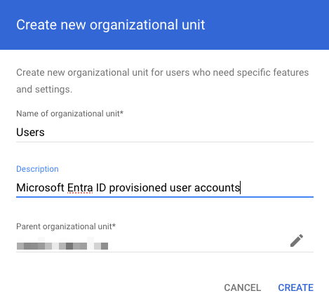 Creating an OU in Google Admin