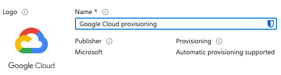 Google Cloud Entra ID application