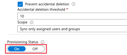 Turning on user provisioning