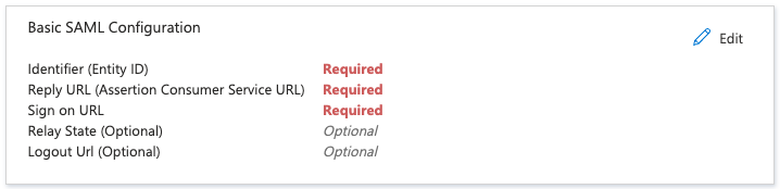Entra ID SAML configuration