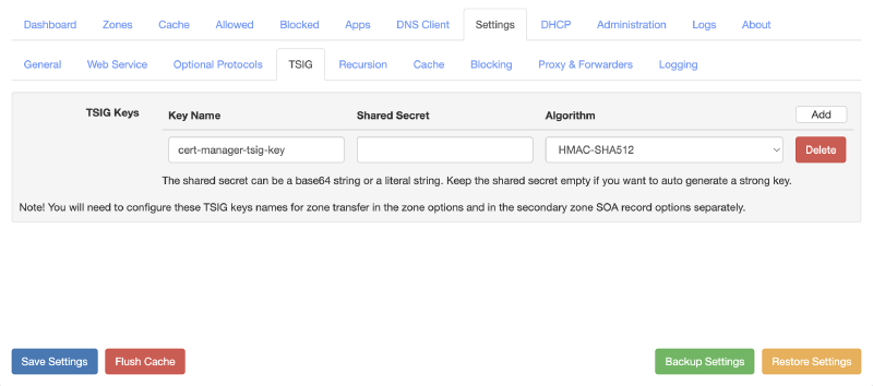 Creating a new TSIG secret