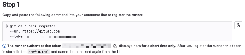 Group runner registration command