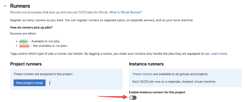 Turning off GitLab hosted runners